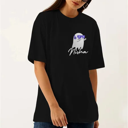 Music Lover Oversized Hip Hop Customized Printed Women's Half Sleeves Cotton T-Shirt