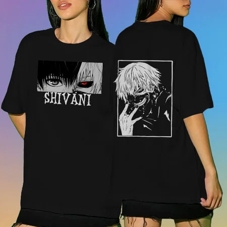 Anime Oversized Hip Hop Customized Printed Women's Half Sleeves Cotton T-Shirt