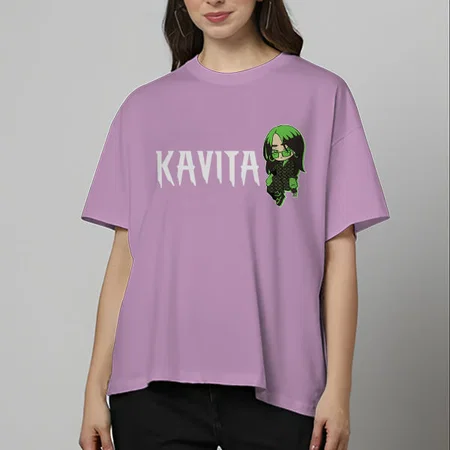 Magical Girl Oversized Hip Hop Customized Printed Women's Half Sleeves Cotton T-Shirt