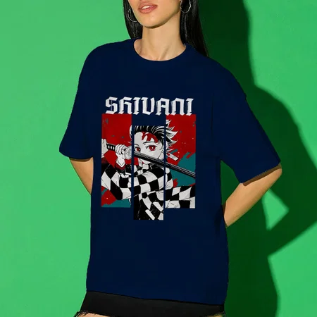 Anime Oversized Hip Hop Customized Printed Women's Half Sleeves Cotton T-Shirt
