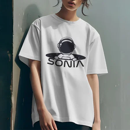 Astro Girl Oversized Hip Hop Customized Printed Women's Half Sleeves Cotton T-Shirt