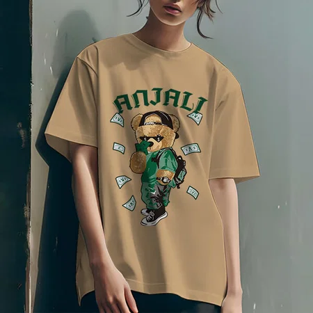 Money Maker Oversized Hip Hop Customized Printed Women's Half Sleeves Cotton T-Shirt