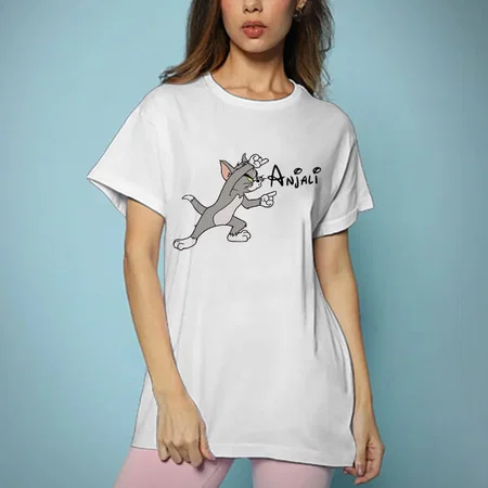 In Focus Oversized Hip Hop Customized Printed Women's Half Sleeves Cotton T-Shirt