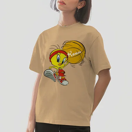 Cute Girl Oversized Hip Hop Customized Printed Women's Half Sleeves Cotton T-Shirt