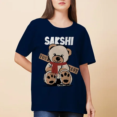 Teddy Oversized Hip Hop Customized Printed Women's Half Sleeves Cotton T-Shirt