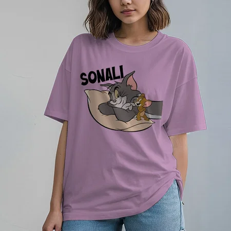 Best Friends Oversized Hip Hop Customized Printed Women's Half Sleeves Cotton T-Shirt