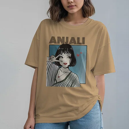 Peace Girl Oversized Hip Hop Customized Printed Women's Half Sleeves Cotton T-Shirt