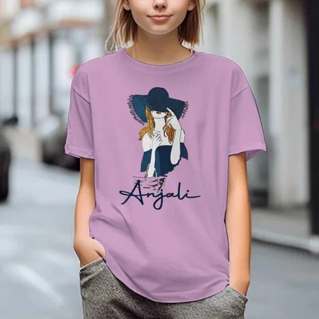 Cool Girl Oversized Hip Hop Customized Printed Women's Half Sleeves Cotton T-Shirt