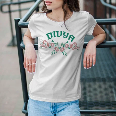 Flowers Customized Printed Women's Half Sleeves Cotton T-Shirt