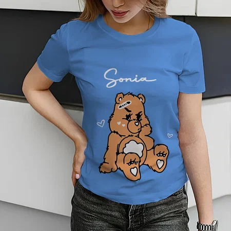 Teddy Customized Printed Women's Half Sleeves Cotton T-Shirt