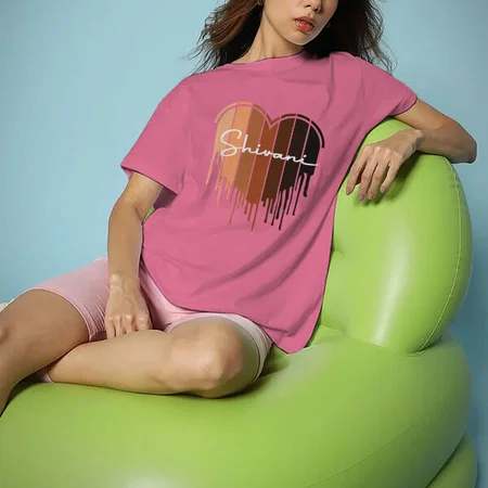 Shades of Heart Customized Printed Women's Half Sleeves Cotton T-Shirt