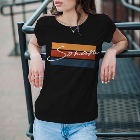 Signature Name Customized Printed Women's Half Sleeves Cotton T-Shirt