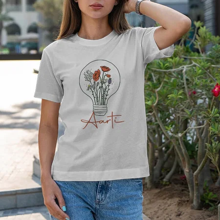 Abstract Customized Printed Women's Half Sleeves Cotton T-Shirt