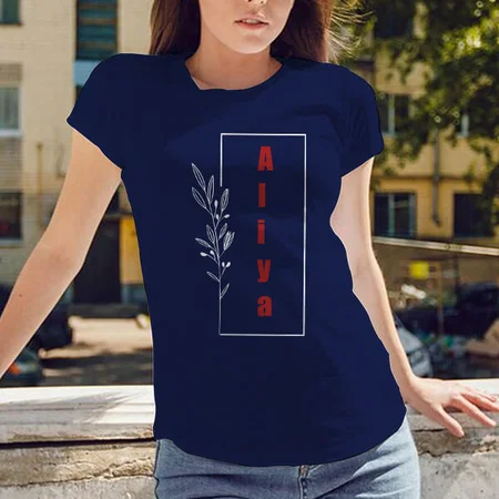 Vertical Name Customized Printed Women's Half Sleeves Cotton T-Shirt