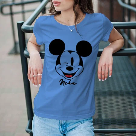 Playful Customized Printed Women's Half Sleeves Cotton T-Shirt