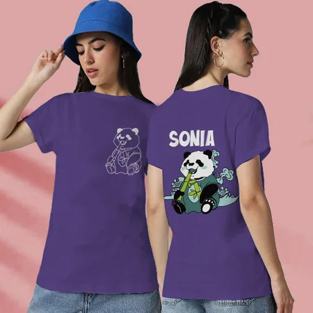 Panda Customized Printed Women's Half Sleeves Cotton T-Shirt