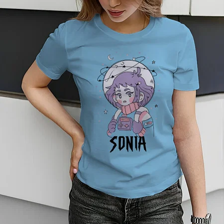 Astro Gamer Customized Printed Women's Half Sleeves Cotton T-Shirt