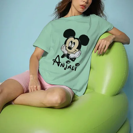 Cartoon Customized Printed Women's Half Sleeves Cotton T-Shirt
