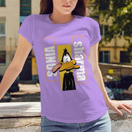Cartoon Customized Printed Women's Half Sleeves Cotton T-Shirt