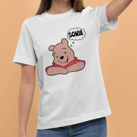 Cartoon Customized Printed Women's Half Sleeves Cotton T-Shirt