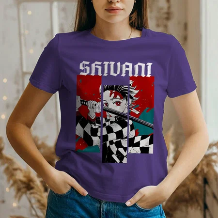 Anime Customized Printed Women's Half Sleeves Cotton T-Shirt