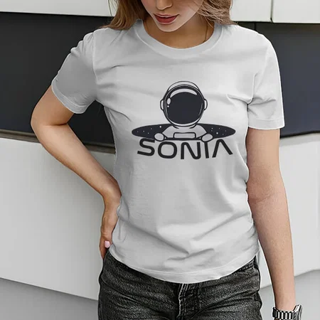 Astro Girl Customized Printed Women's Half Sleeves Cotton T-Shirt