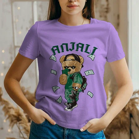 Money Maker Customized Printed Women's Half Sleeves Cotton T-Shirt