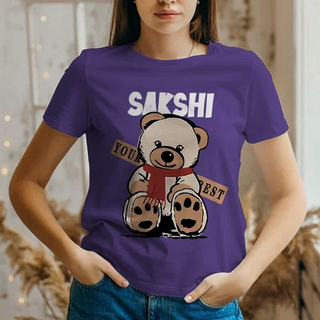 Teddy Customized Printed Women's Half Sleeves Cotton T-Shirt