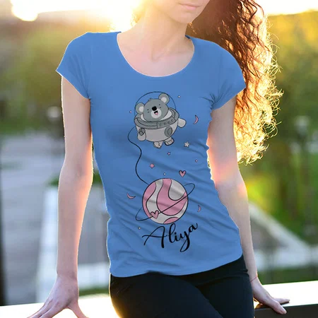Cute Astro Customized Printed Women's Half Sleeves Cotton T-Shirt