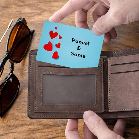 Red Heart Shapes Customized Printed Wallet Photo Card