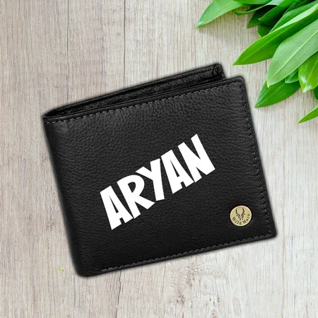 Black Customized RFID Protected Leather Wallet for Men