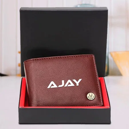 Brown Customized RFID Protected Leather Wallet for Men