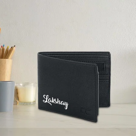 Black Customized Leather Wallet for Men I 2 Card Slots I 2 Currency & 2 Secret Compartments I 1 Coin Pocket