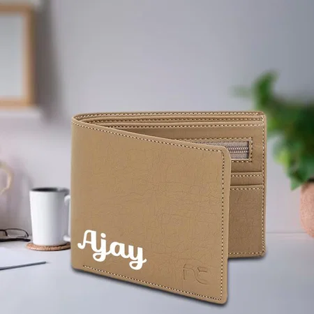 Beige Customized Leather Wallet for Men I 2 Card Slots I 2 Currency &amp; 2 Secret Compartments I 1 Coin Pocket