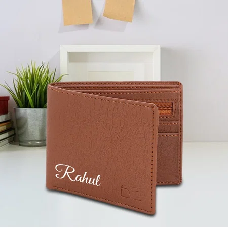 Brown Customized Leather Wallet for Men I 2 Card Slots I 2 Currency &amp; 2 Secret Compartments I 1 Coin Pocket