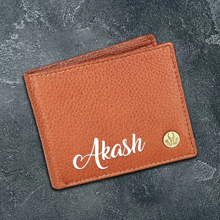 Brown Customized Rfid Protected Leather Wallet For Men