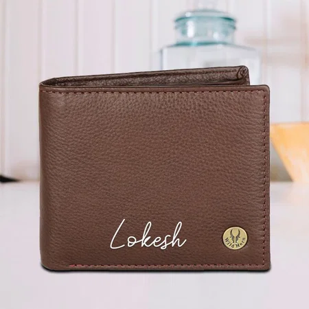 Brown Customized Rfid Protected Leather Wallet For Men