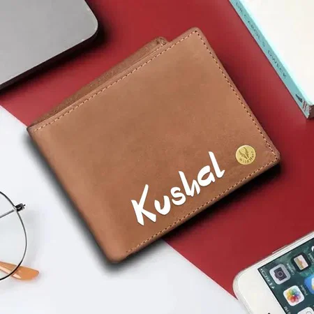 Brown Customized RFID Protected Leather Wallet for Men