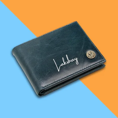 Blue Customized Leather Wallet for Men I Ultra Strong Stitching I 6 Card Slots I 2 Currency &amp; 2 Secret Compartments