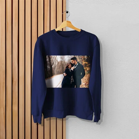 Navy Blue Customized Photo Printed Sweatshirt