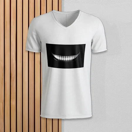 White V Neck Customized Half Sleeve Men's Cotton T-Shirt