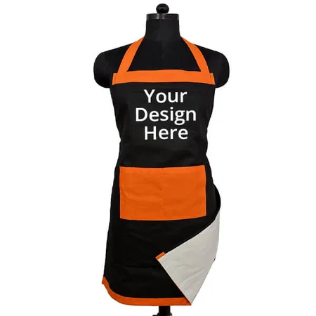 Black and Orange Customized Switchon Waterproof Free Size Apron
