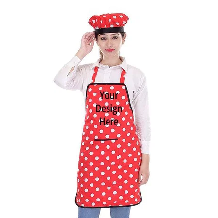 Red and White Customized Switchon Waterproof Cotton Kitchen Apron