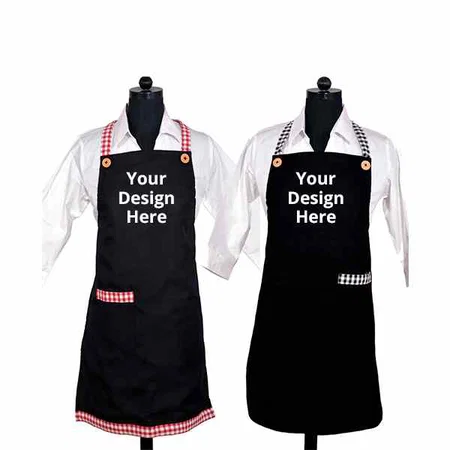 Black Customized Waterproof Black Cooking Apron Set of 2