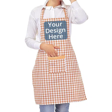 Brown and White Customized Switchon Cotton Chef's Apron with Cap for Home, Hotel and Restaurants
