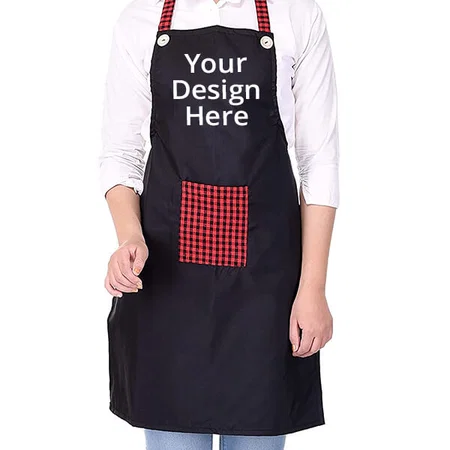 Maroon Customized Waterproof Polyester Kitchen Apron Free Size with Front Pocket