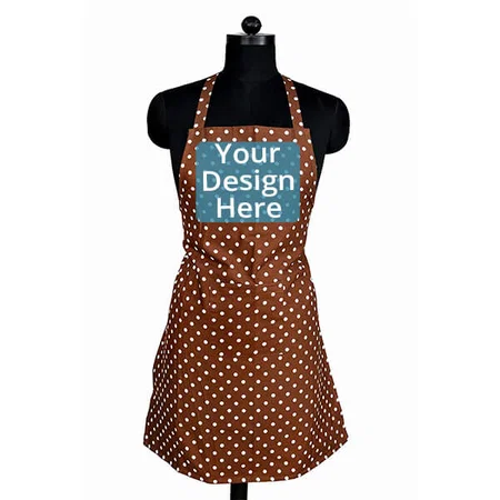 Brown Polka Dots Customized Waterproof Kitchen Apron