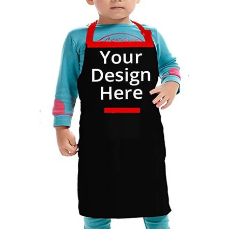 Black Customized Kid's Apron (5-10 Yrs)