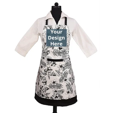 Black &amp; White Customized Waterproof Cotton Unisex Apron