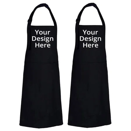 Black Customized Cotton Aprons Set of 2